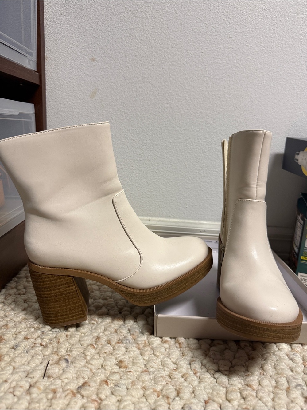 Universal Thread Cream Platform Block Heel Ankle Boots